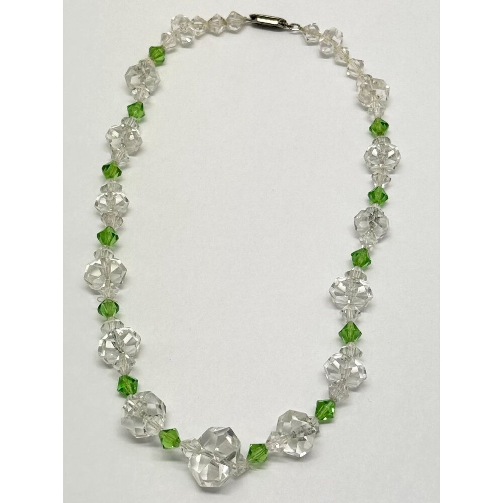 Estate Art Deco crystal green collar necklace - Picture 5 of 6